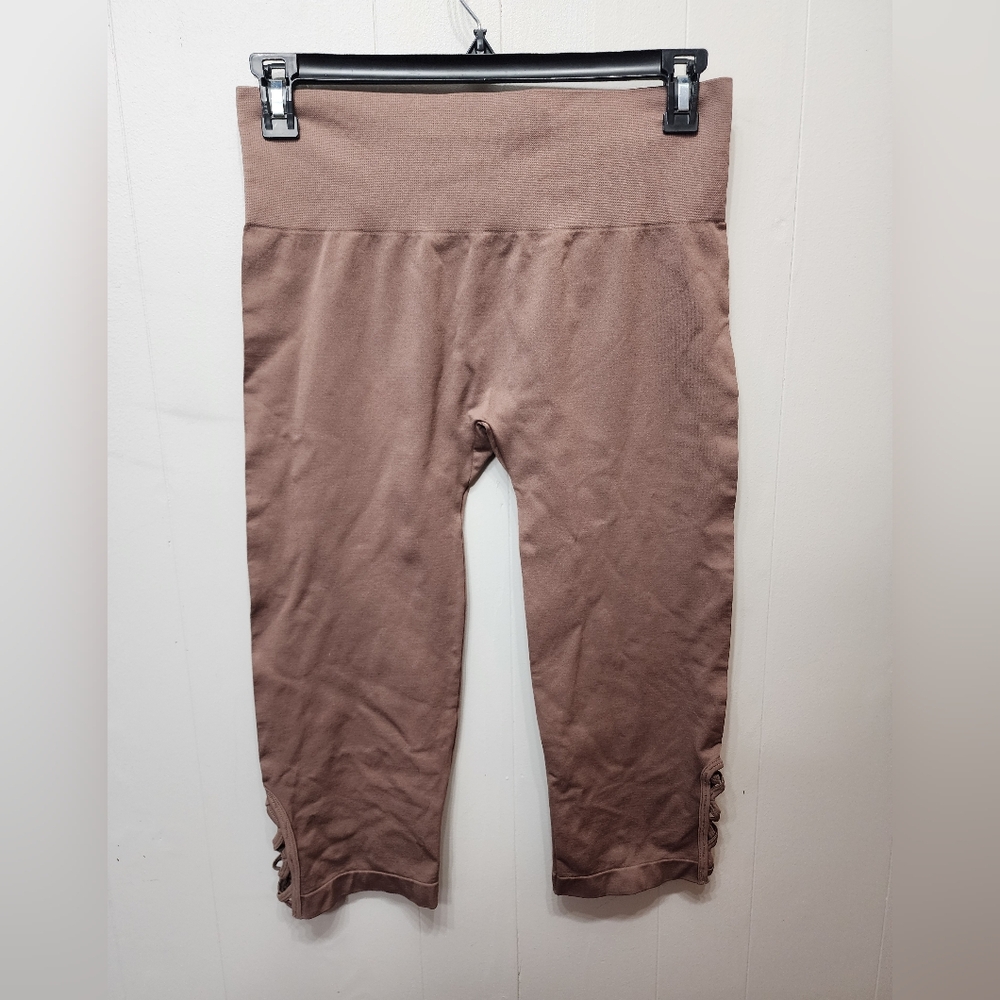 One 5 One Capri Leggings L XL Large Brown Stretch Workout Athletic‎ C179 Z